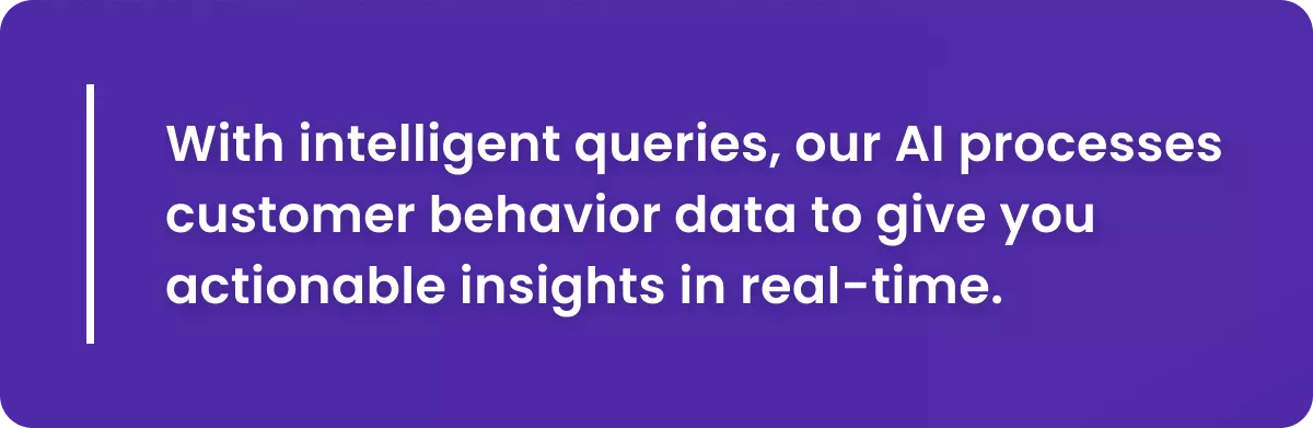 With intelligent queries, our AI processes customer behaviour data to give you actionable insights in real-time